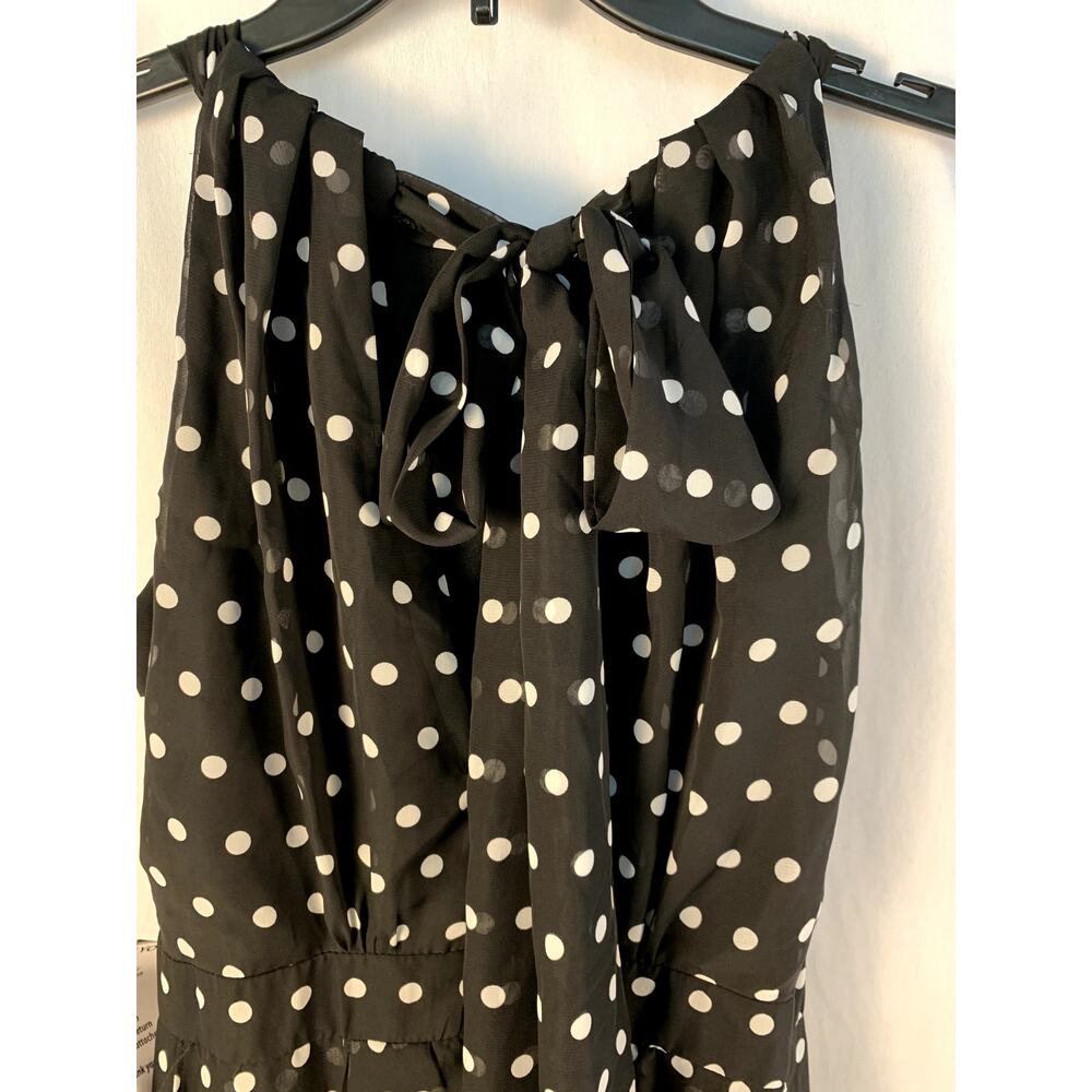Betsy & Adam Delphine Polka Dot Chiffon Gown Black White Size 4 NWT - Picture 3 of 5
